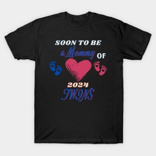 Soon To Be Mommy of Twins 2024 Mom of 2! T-Shirt